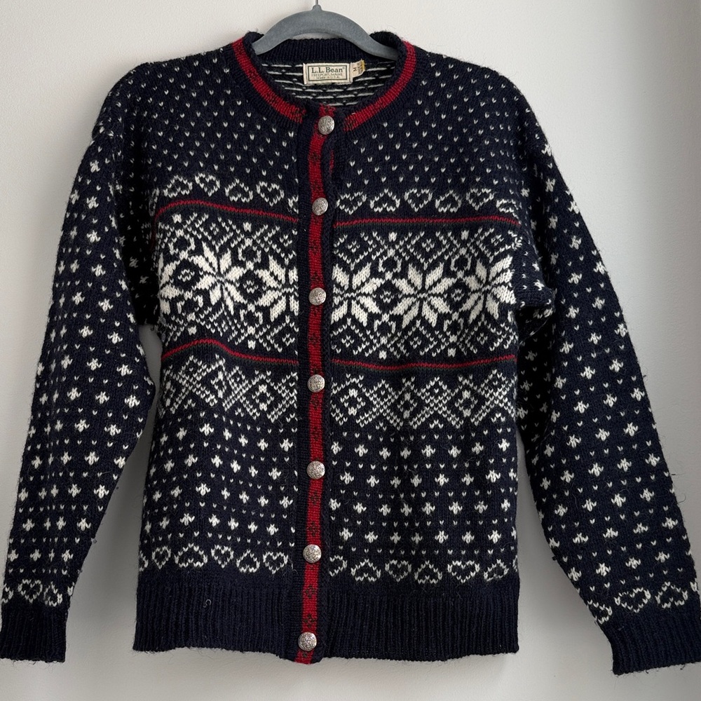 Vintage L.L.Bean Norwegian-style wool Nordic Cardigan